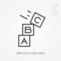 Line icon bricks for kids