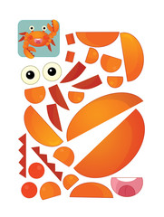 Naklejka premium cartoon character puzzle - isolated crab - illustration for children