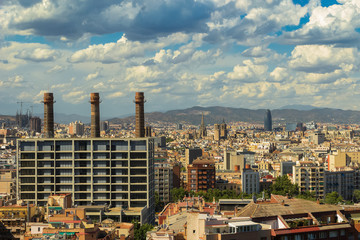 Aerial view of Barcelona city Spain.
