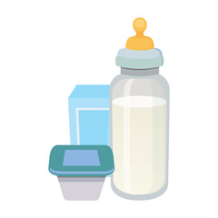Fresh organic milk products set isolated illustration