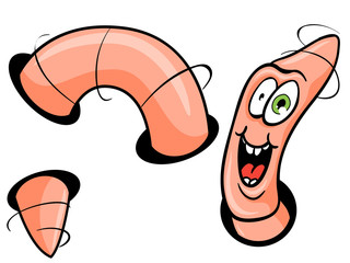 Isolated Cartoon Funny Worm