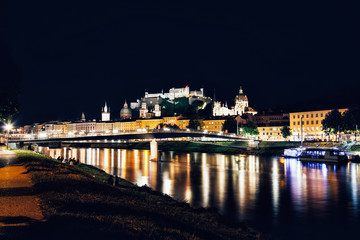 Fototapeta premium Panoramic view of beautiful Salzburg in Austria