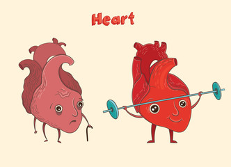 Cartoon human heart character