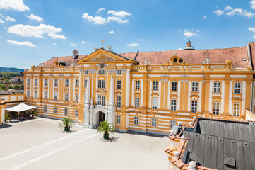 Obraz premium Famous Melk Abbey on Danube river in lower Austria