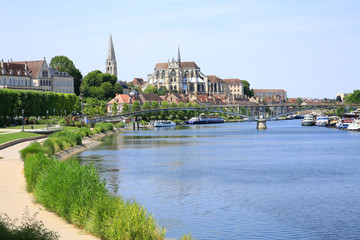 Fototapeta na wymiar Auxerre on the river Yonne in Burgundy, France