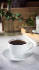 morning breakfast concept - cup of black coffee