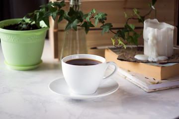 Obraz na płótnie Canvas morning breakfast concept - cup of black coffee