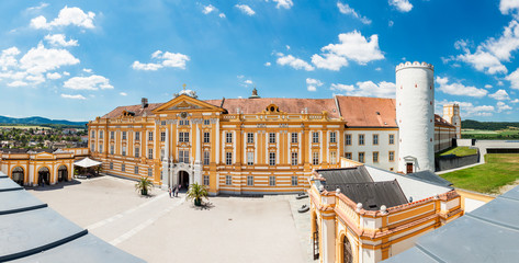 Fototapeta premium Famous Melk Abbey on Danube river in lower Austria