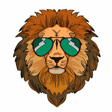 Lion Head And Sunglasses 