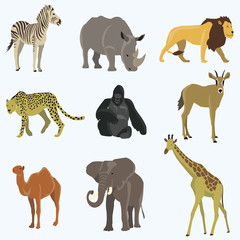 African animals cartoon vector set.