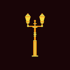 Obraz premium Retro vintage lamp post with electricity lantern vector illustration