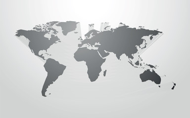 Fototapeta na wymiar world map vector with 3D shadow