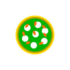 Pizza with white cheese.Vector illustration. simple pizza icon top view