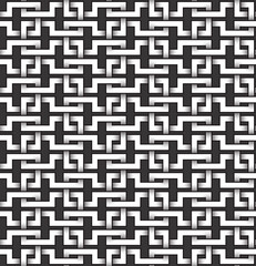 Monochrome seamless pattern of loops shaped twisted bands. Abstract repeatable background.