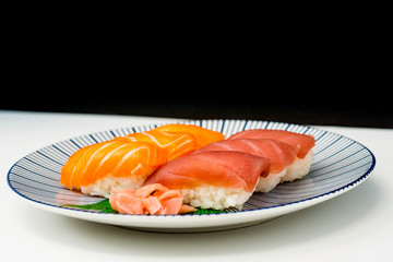 fresh sushi traditional japanese food on the table