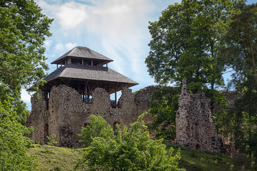 Ruins of the medieval castle in Rauna, Latvia