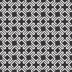Monochrome seamless pattern of intertwined stripes. Abstract repeatable background.