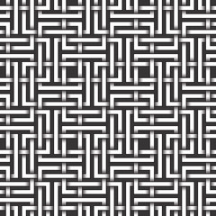 Monochrome seamless pattern of rectangles shaped twisted bands. Abstract repeatable background.