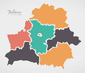 Belarus Map with states and modern round shapes