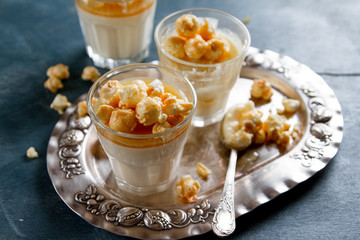 Milk panna cotta with salted caramel