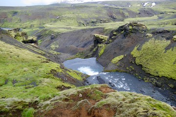 waterfalls cascade at river skoga in Iceland