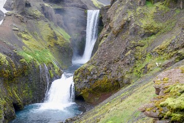 Fototapeta na wymiar waterfalls cascade at river skoga in Iceland