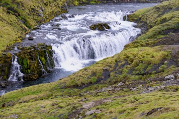 Fototapeta na wymiar waterfalls cascade at river skoga in Iceland