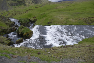 waterfalls cascade at river skoga in Iceland