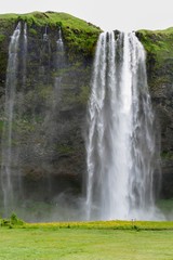 touristic attraction Saljalandsfos waterfall in southern iceland