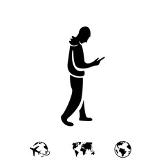 man goes with the phone in hand icon vector flat design