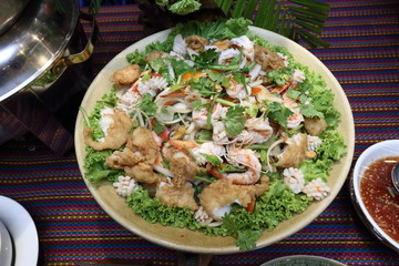 Thai Spicy Food in Buffet Catering Plate ready to eat
