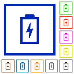 Battery with energy flat framed icons
