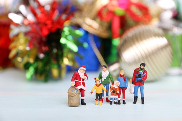 Miniature Santa Claus and Happy Family ,Xmas ,Happy New Year