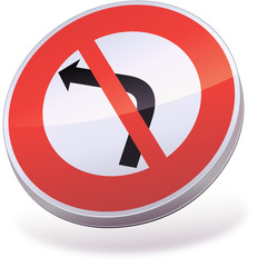 Panneau Interdiction de tourner &agrave; gauche (3D)