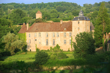 Fototapeta na wymiar The historic Castle of Vesigneux in Burgundy, Parc Naturel Régional de Morvan, France