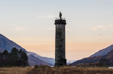 The Glenfinnan Monument, Scotland. On the top of the column stands Charles Edward Stuart (aka...