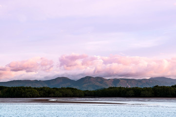 Mountain and mangrove forest scenery in Ranong, Thialand