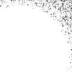 Dense black dots. Abstract right top corner with dense black dots on white background. Vector illustration.