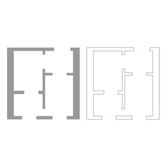 Flat project apartment grey set  icon .