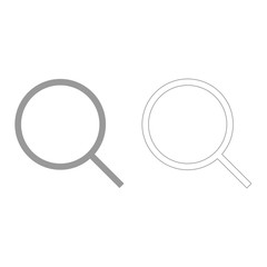 Magnifying glass or loupe  grey set  icon .