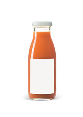 Fruit and vegetable juice bottle isolated on white background