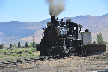 Fototapeta na wymiar A steam locomotive in Nevada. 