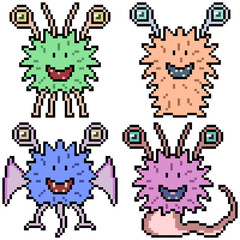 vector pixel art set monster