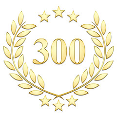 Lauriers 3 étoiles, 300, gold sur fond blanc