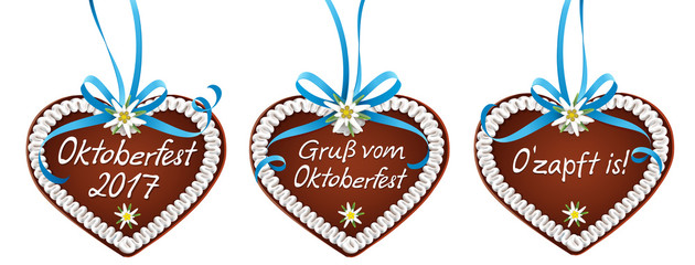 Lebkuchen Set mit blauer Schleife und Edelweiß - Oktoberfest 2017, Gruß vom Oktoberfest, O'zapft is!