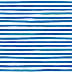 Tapeten Horizontale Streifen Schönes nahtloses Muster mit blauen Aquarellstreifen. handgemalte Pinselstriche, gestreifter Hintergrund. Vektor-Illustration.