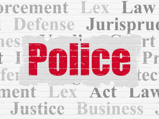Obraz premium Law concept: Police on wall background