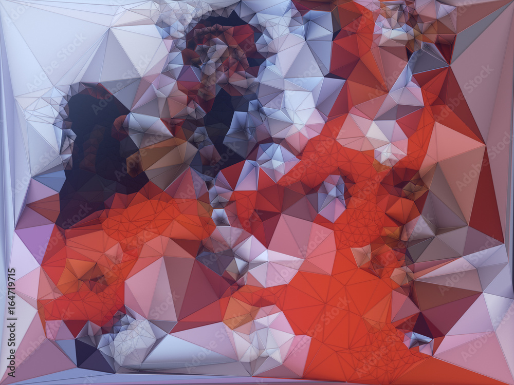 Poster Abstract colored polygonal triangular mosaic background. 3d rendering
