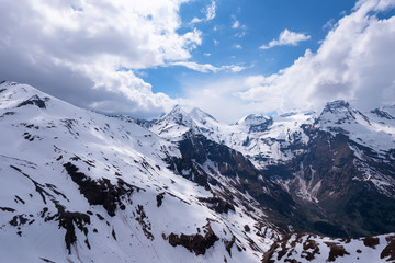 Fototapeta premium Dramatic and picturesque morning scene. Location famous resort Grossglockner High Alpine Road, Austria. Europe. Artistic picture. Beauty world. Natural winter background.