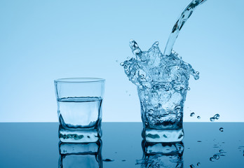 Creative splashing water in the glass